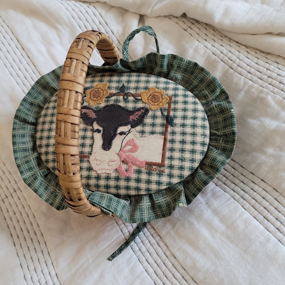 Cottage core Cow Basket